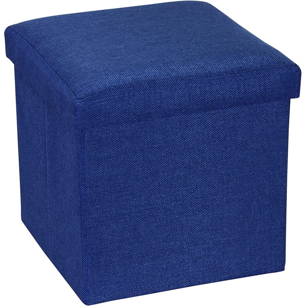 Taburet bleumarin 2 in 1, cutie depozitare, taburet pliabil, Homedit Taburet bleumarin 2 in 1, cutie depozitare, taburet pliabil, Homedit