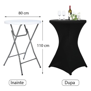 Husa masa cocktail 80 cm, husa masa rotunda, Homedit