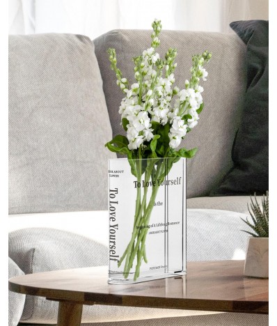 Vaza din acril in forma de carte, vaza transparenta, Homedit