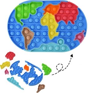 Jucarie senzoriala Push Bubble Fidget, pop it harta, Homedit