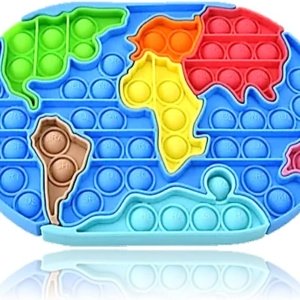Jucarie senzoriala Push Bubble Fidget, pop it harta, Homedit