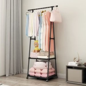 Stander pentru haine, organizator haine, negru, Homedit