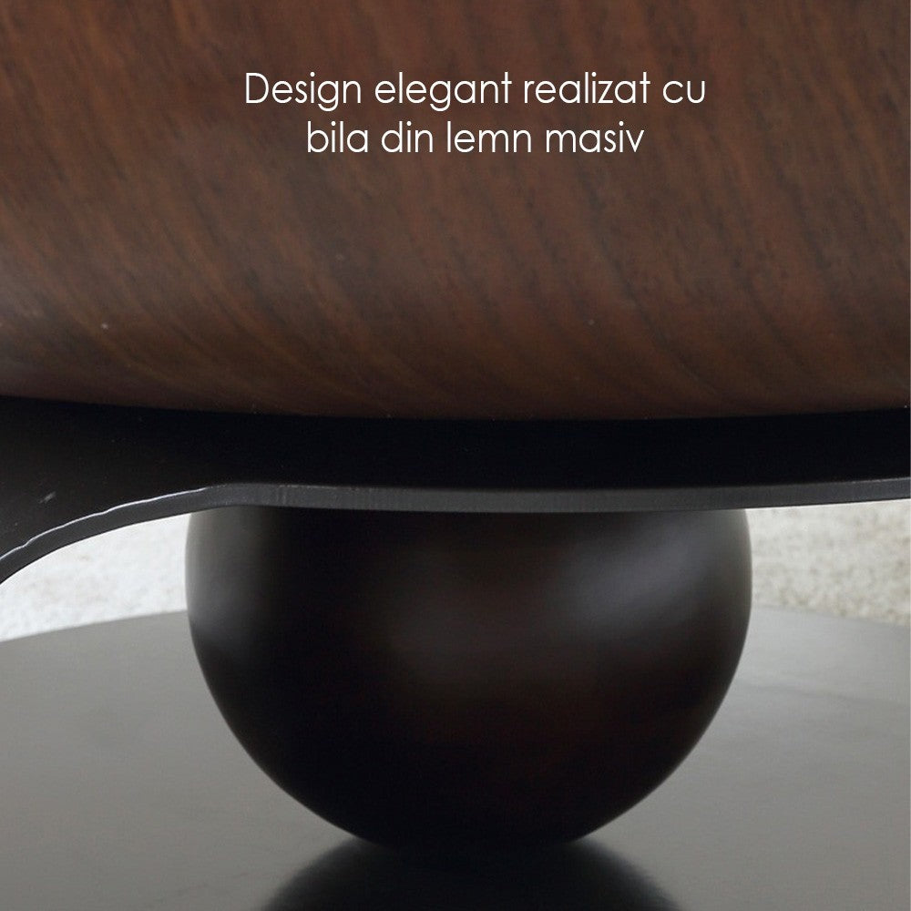 Set masa cafea din lemn de nuc Pureview, Homedit - Image 9