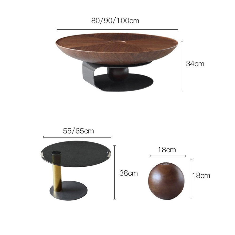 Set masa cafea din lemn de nuc Pureview, Homedit - Image 14