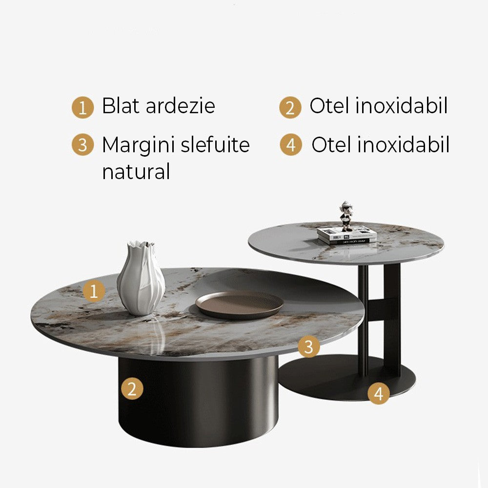 set masa cafea premium, metal si ardezie Mobel, Homedit - Image 12