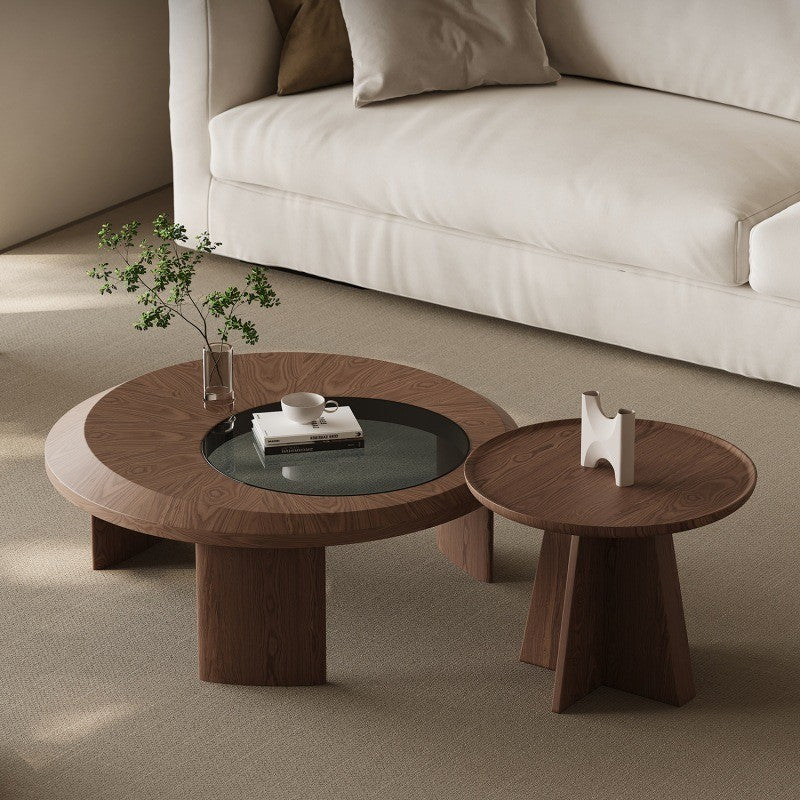 Set Masa cafea premium, nuc si sticla securizata Walnut, Homedit - Image 2