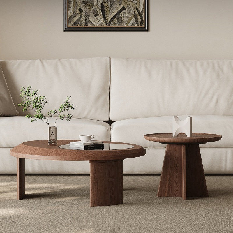Set Masa cafea premium, nuc si sticla securizata Walnut, Homedit - Image 3
