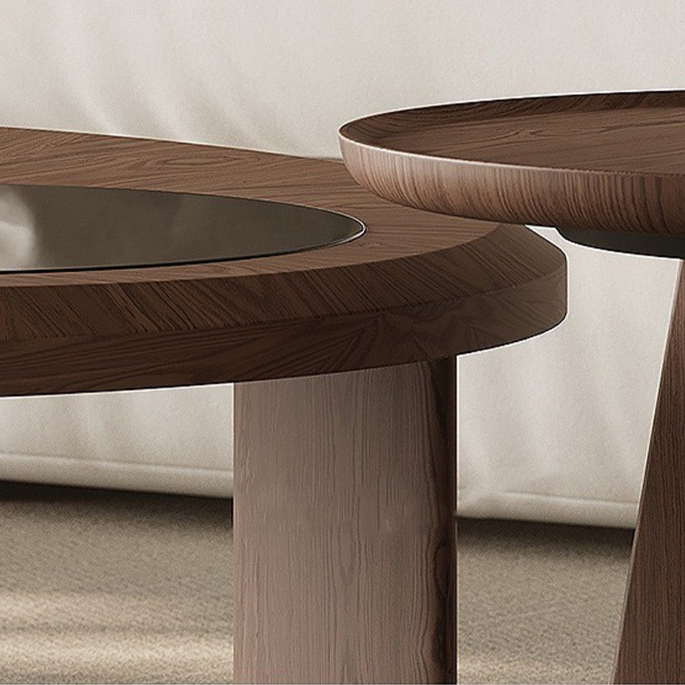Set Masa cafea premium, nuc si sticla securizata Walnut, Homedit - Image 7