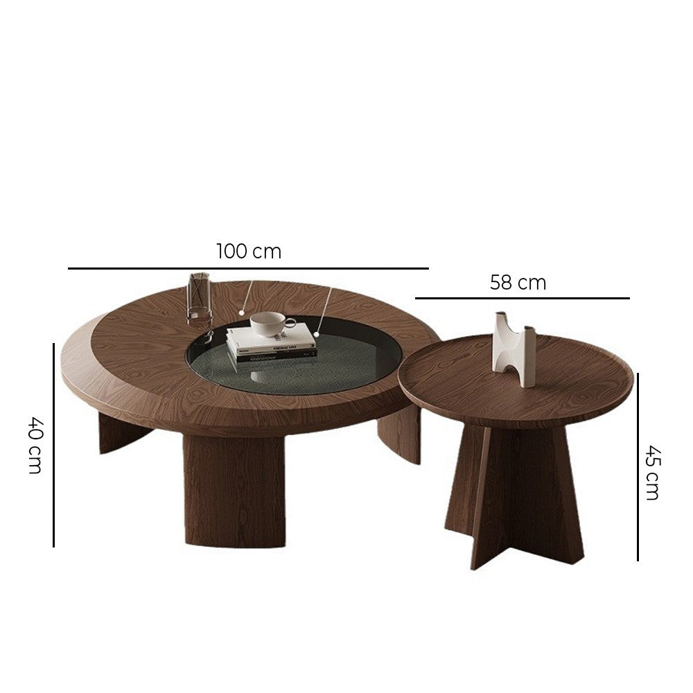 Set Masa cafea premium, nuc si sticla securizata Walnut, Homedit - Image 10