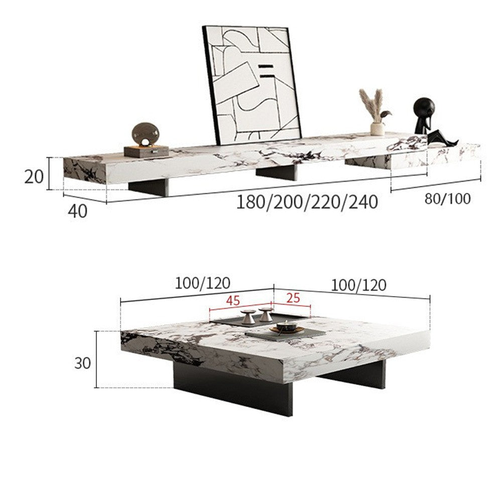 Set consola tv extensibila si masa cafea premium Marb, Homedit - Image 12