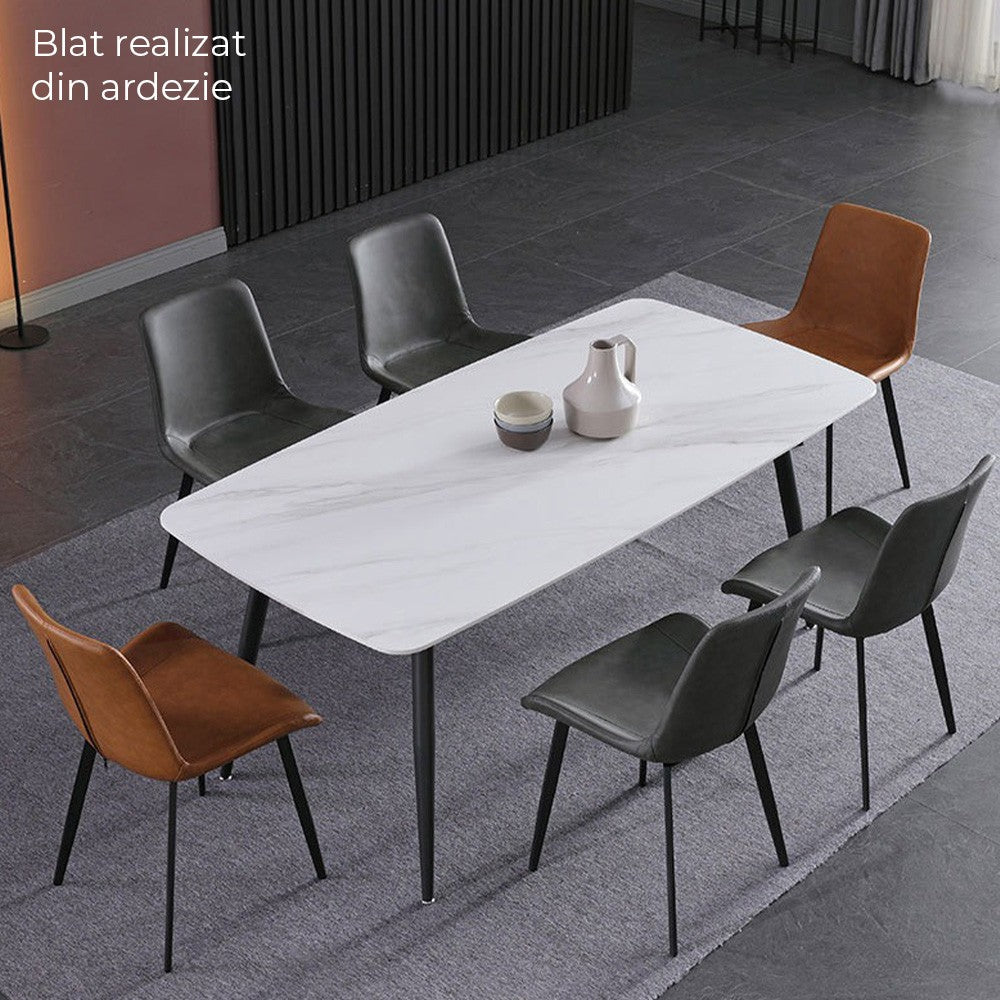 Masa dining lemn si piatra naturala Highness, masa bucatarie, Homedit - Image 6