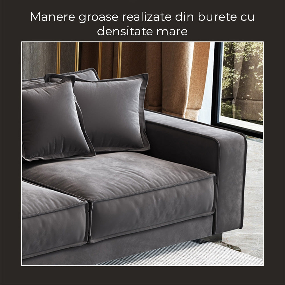 Coltar 320 cm catifea gri premium Grandio, Homedit - Image 6