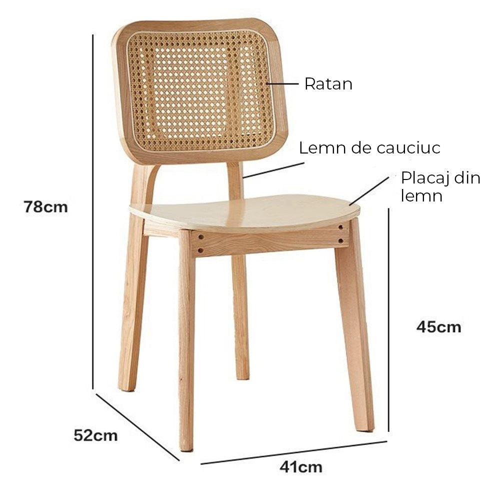 Scaun lemn de cauciuc premium Rita, scaun lemn si ratan, Homedit - Image 13