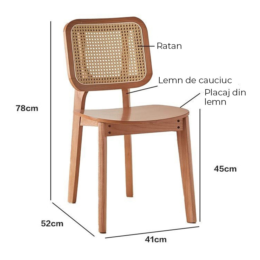 Scaun lemn de cauciuc premium Rita, scaun lemn si ratan, Homedit - Image 11