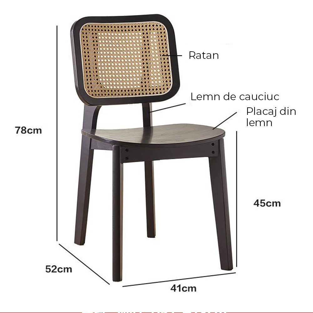 Scaun lemn de cauciuc premium Rita, scaun lemn si ratan, Homedit - Image 12