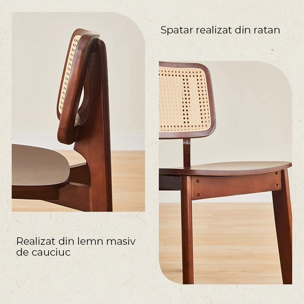 Scaun lemn de cauciuc premium Rita, scaun lemn si ratan, Homedit - Image 9