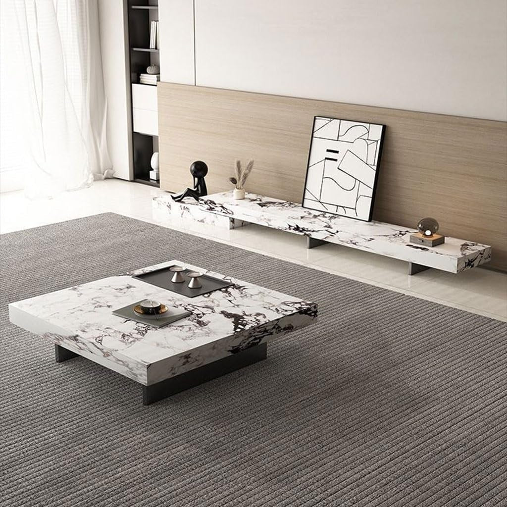 Set consola tv extensibila si masa cafea premium Marb, Homedit - Image 3