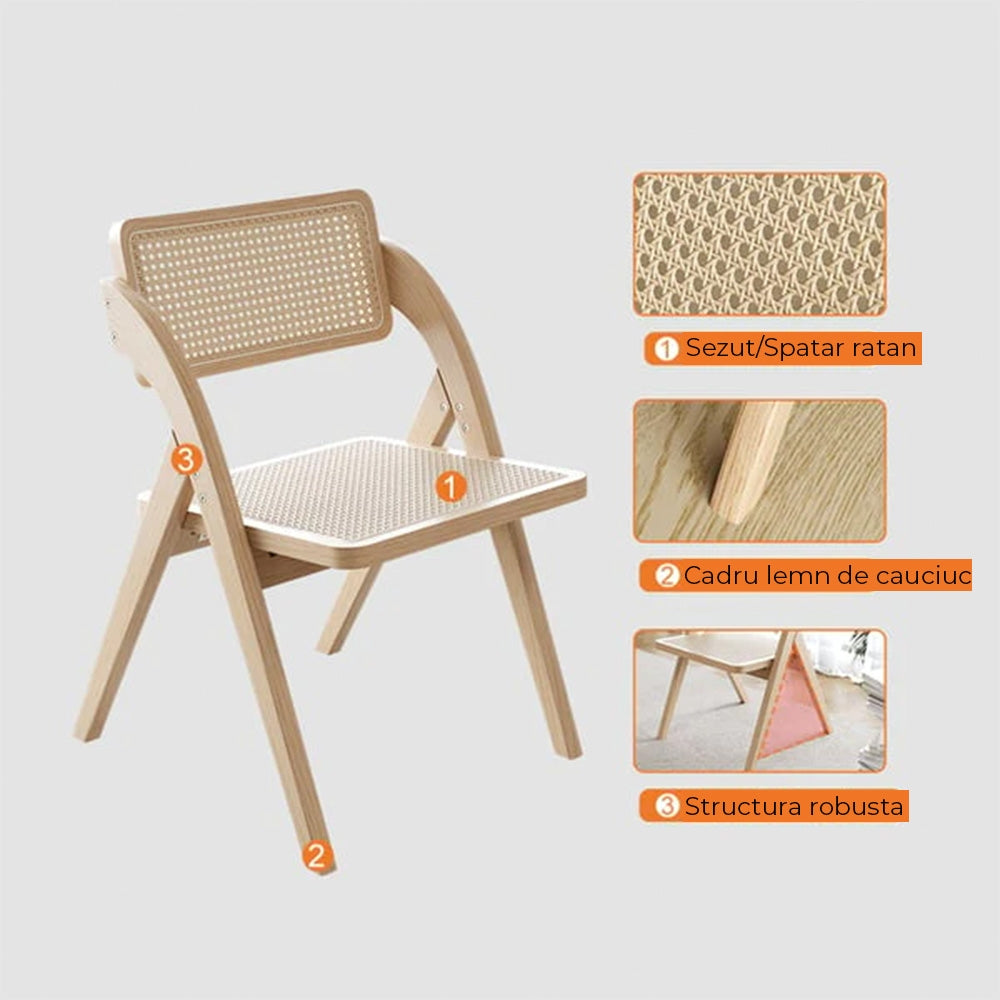 Scaun pliabil din lemn masiv premium Sole, Homedit - Image 11