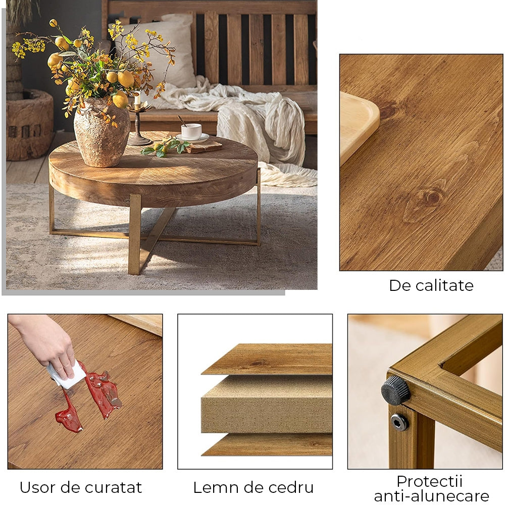 Masa de cafea 82 cm, lemn masiv ColisRound, Homedit - Image 7
