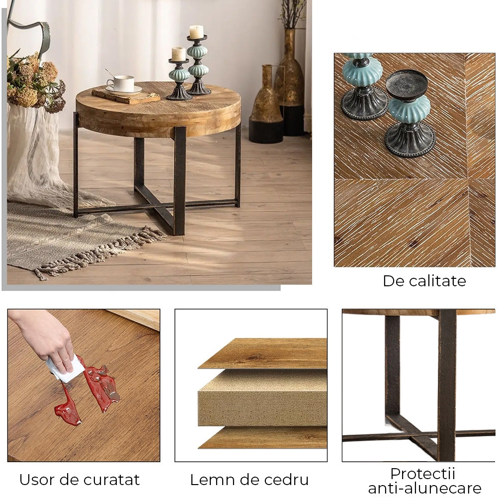 Masa cafea premium, 60 x 42.5 cm lemn masiv Colir, Homedit - Image 4