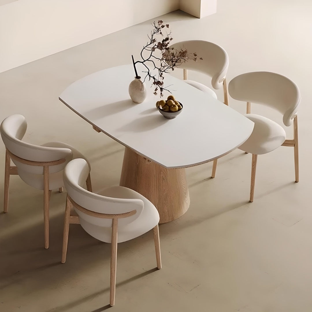 Masa extensibila lemn masiv si ardezie Jhonson, 120 x 75 x 75 cm, masa dining rotunda Homedit