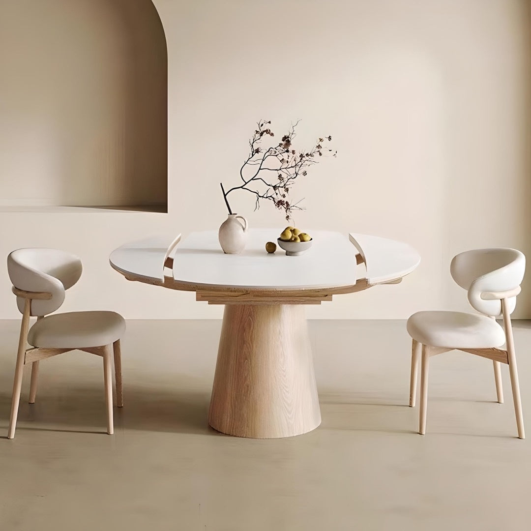 Masa extensibila lemn masiv si ardezie Jhonson, 120 x 75 x 75 cm, masa dining rotunda Homedit