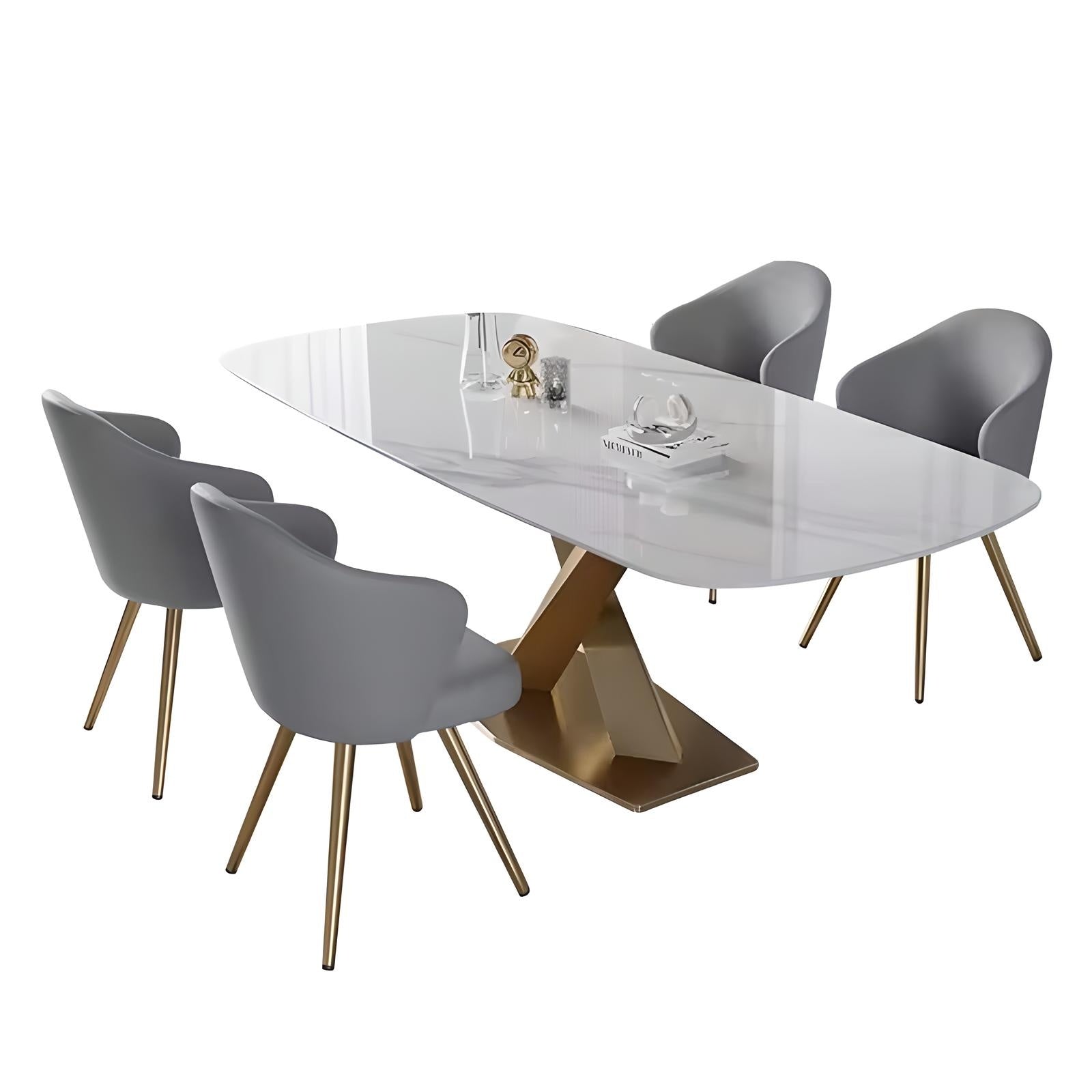 Masa dining oțel galvanizat si piatra naturala premium MaestroGold, Homedit - Image 3