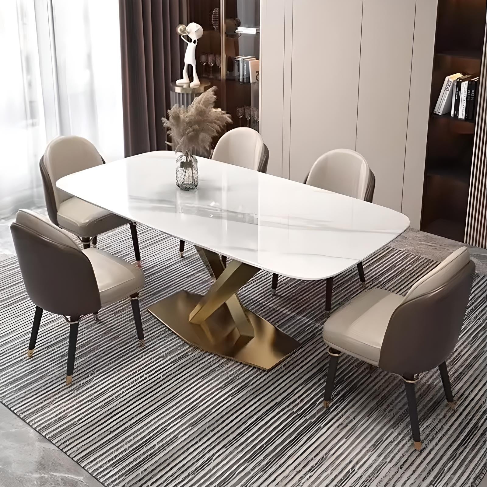 Masa dining oțel galvanizat si piatra naturala premium MaestroGold, Homedit - Image 6