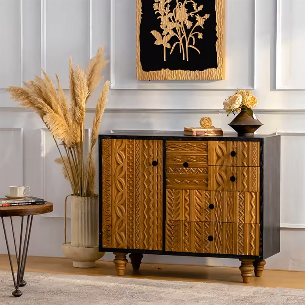 Comoda cu design compact Bungalow, finisaj natural. Disponibilă pe Homedit.ro!, 106 cm x 88 cm x 40 cm, Homedit - Image 2