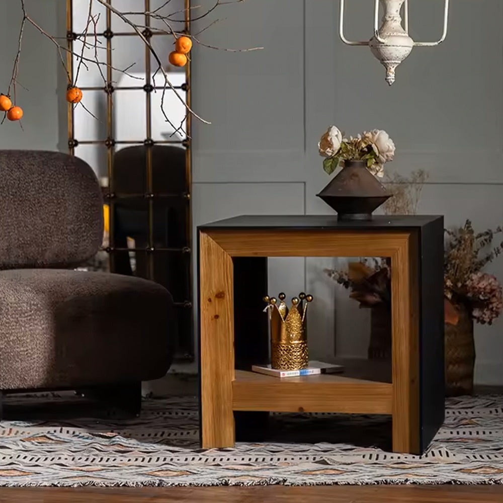 Masuta de cafea/noptiera, 60 cm x 60 cm x 60.5 cm din lemn masiv, Wabi, Homedit - Image 3