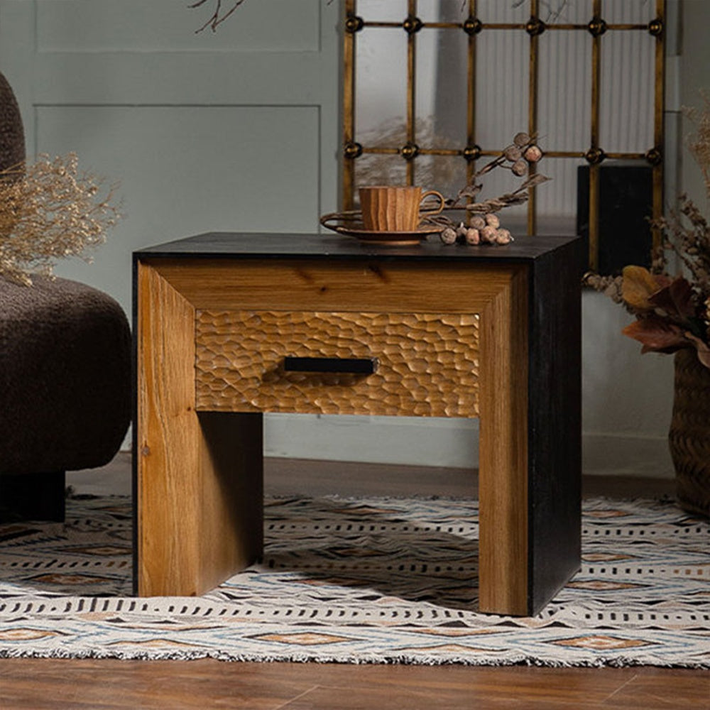 Noptiera, 58 cm x 51 cm x 45 cm din lemn masiv Wabi D, Homedit - Image 3