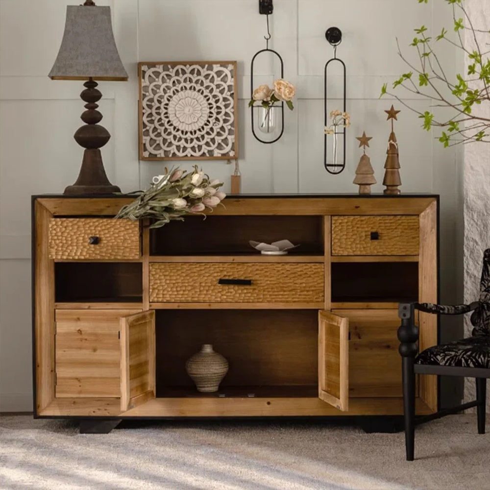 Consola mobilier din lemn masiv, comoda Wabi, 160 cm x 95 cm x 40 cm, Homedit - Image 5