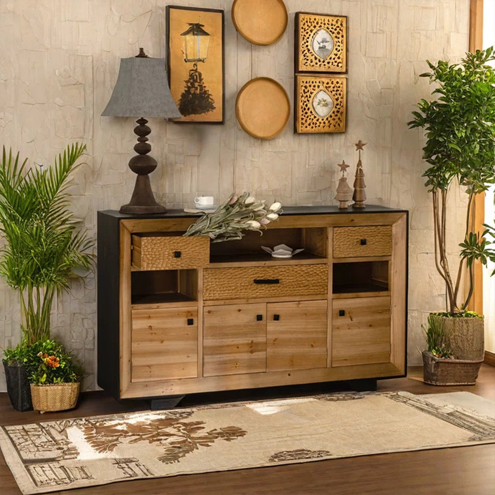 Consola mobilier din lemn masiv, comoda Wabi, 160 cm x 95 cm x 40 cm, Homedit - Image 3