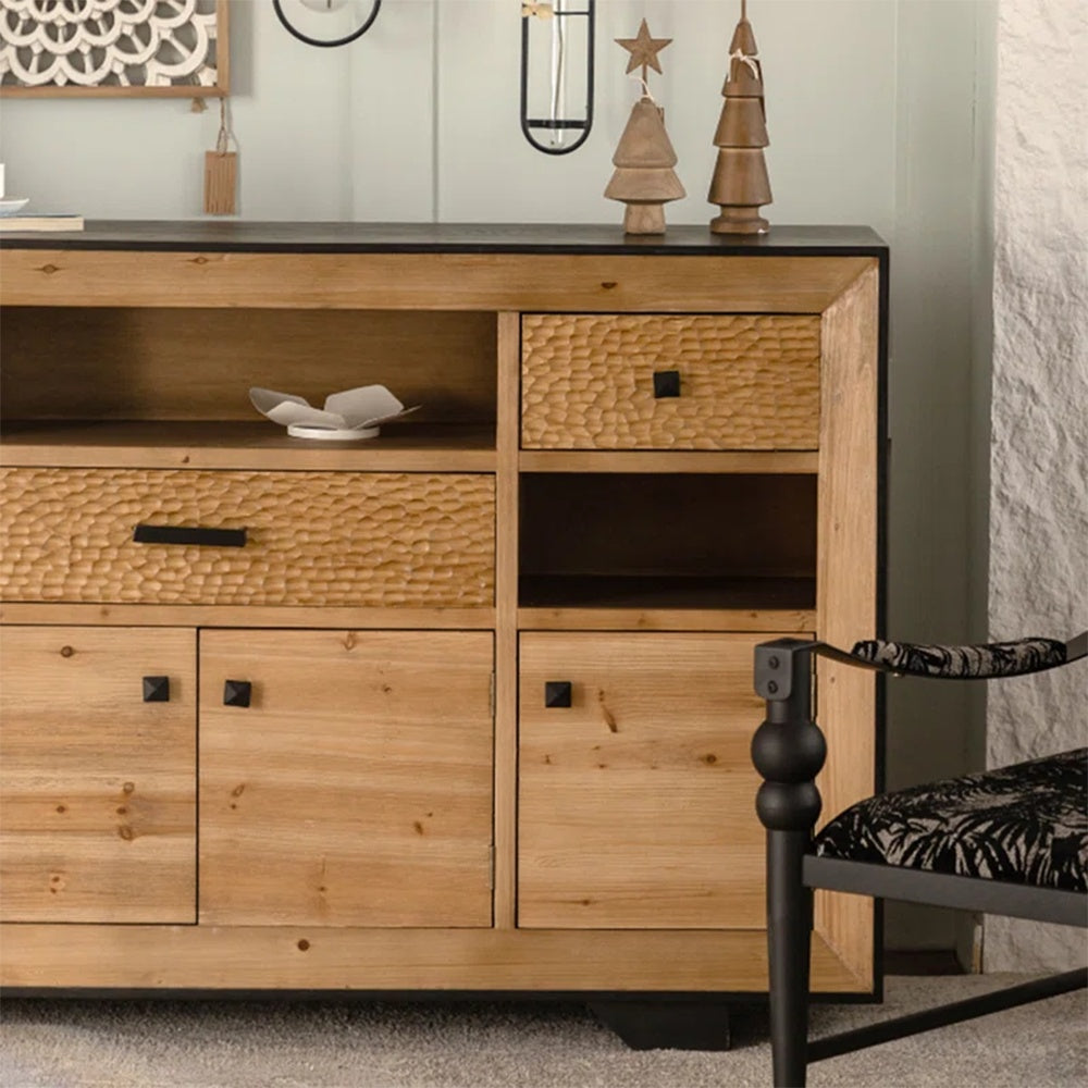 Consola mobilier din lemn masiv, comoda Wabi, 160 cm x 95 cm x 40 cm, Homedit - Image 6