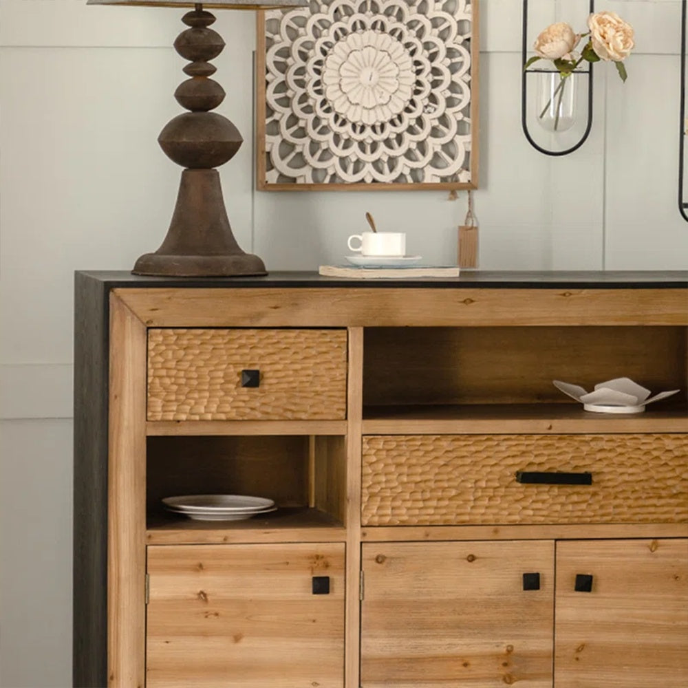 Consola mobilier din lemn masiv, comoda Wabi, 160 cm x 95 cm x 40 cm, Homedit - Image 7