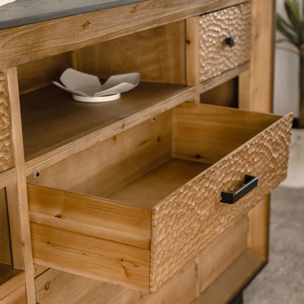 Consola mobilier din lemn masiv, comoda Wabi, 160 cm x 95 cm x 40 cm, Homedit - Image 8