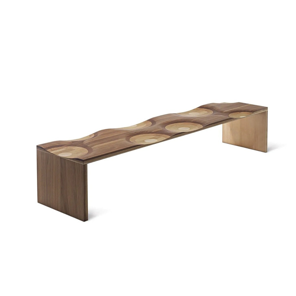 Banca premium din lemn masiv de frasin Ripples 160 cm x 45 cm x 40 cm, Homedit - Image 2