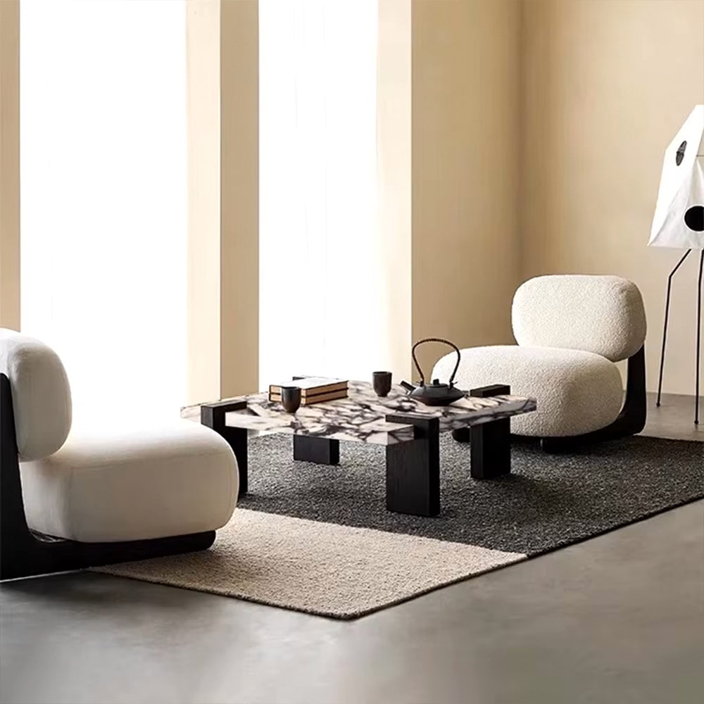 Masuta de cafea Santiago, din lemn masiv si piatra naturala, Homedit - Image 4