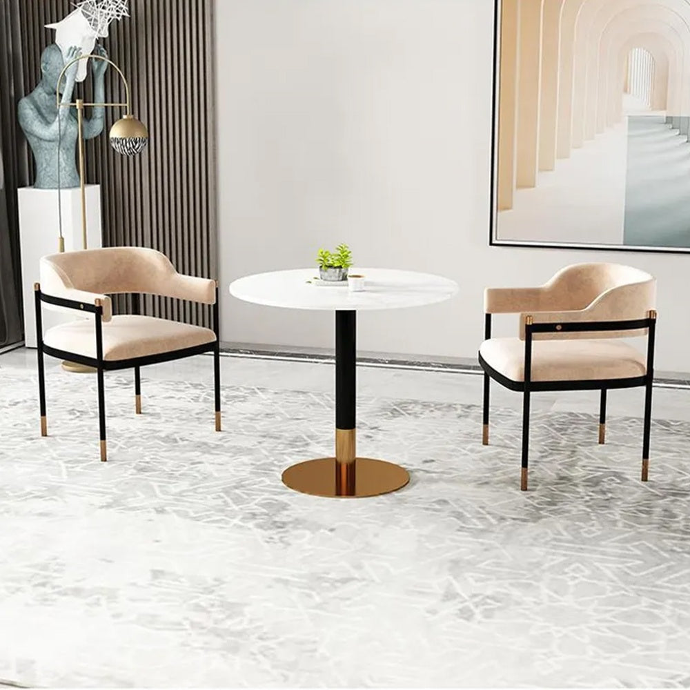 Masa Cocktail 80 x 75 cm Marble Brushed gold, auriu periat si piatra Homedit - Image 4