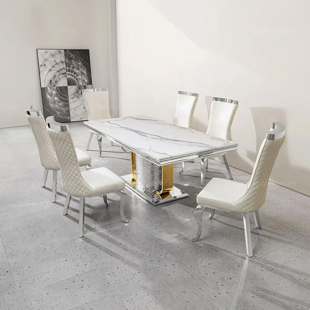 Masa Dining Moonlit Silver, Premium, 220 x 100 x 75 cm, Homedit - Image 3