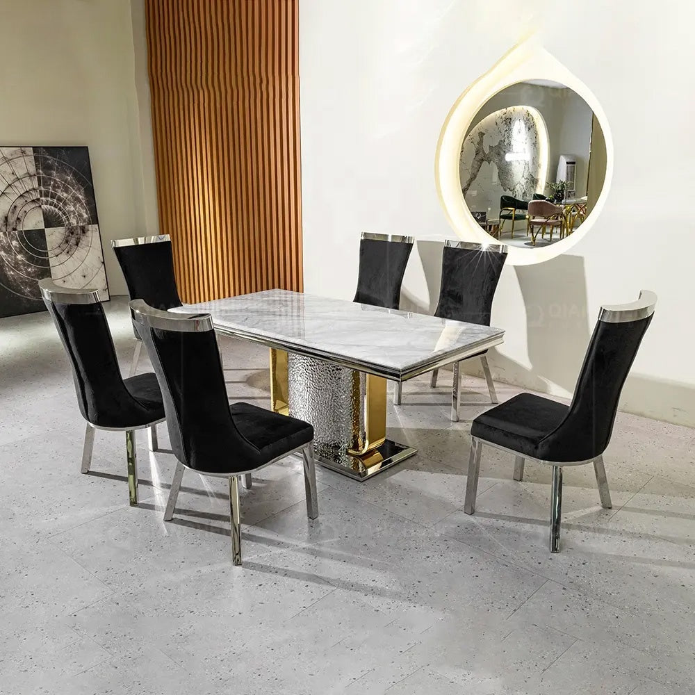 Masa Dining Moonlit Silver, Premium, 220 x 100 x 75 cm, Homedit - Image 7