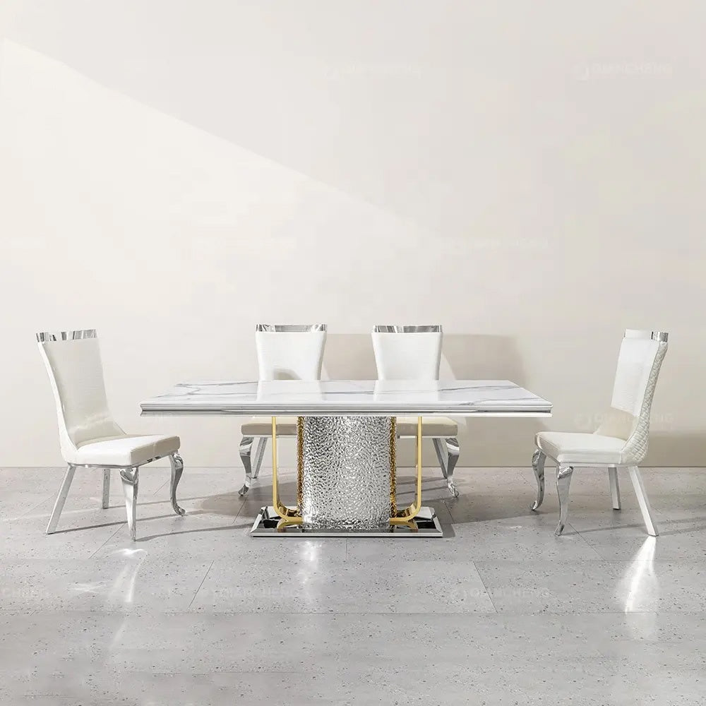 Masa Dining Moonlit Silver, Premium, 220 x 100 x 75 cm, Homedit - Image 5