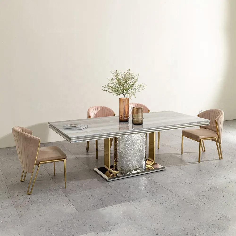 Masa Dining Moonlit Silver, Premium, 220 x 100 x 75 cm, Homedit - Image 6