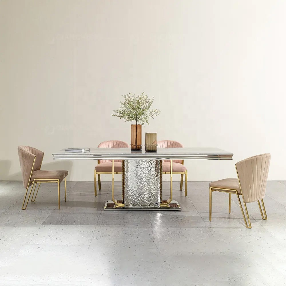 Masa Dining Moonlit Silver, Premium, 220 x 100 x 75 cm, Homedit - Image 4