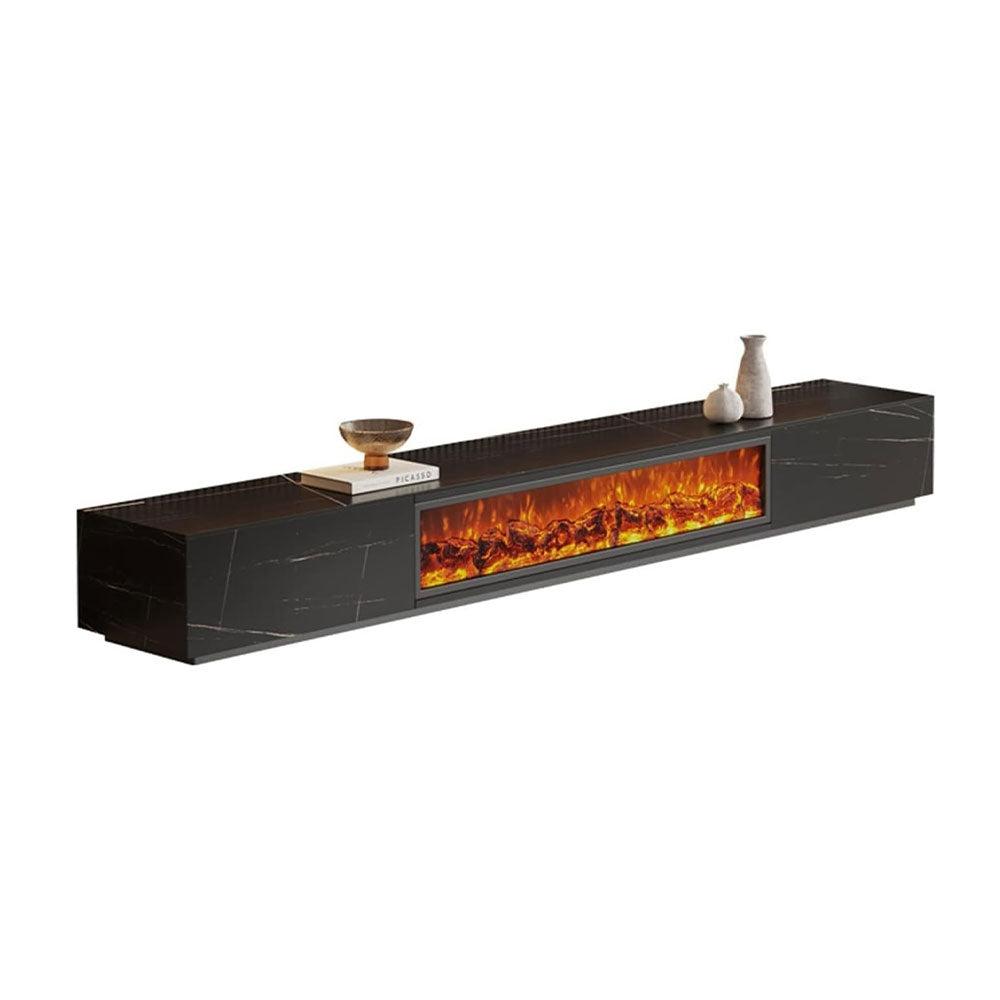 Comoda TV Flame din lemn masiv si masa, negru ardezie, 200 cm x 40 cm x 35 cm, Homedit - Image 7