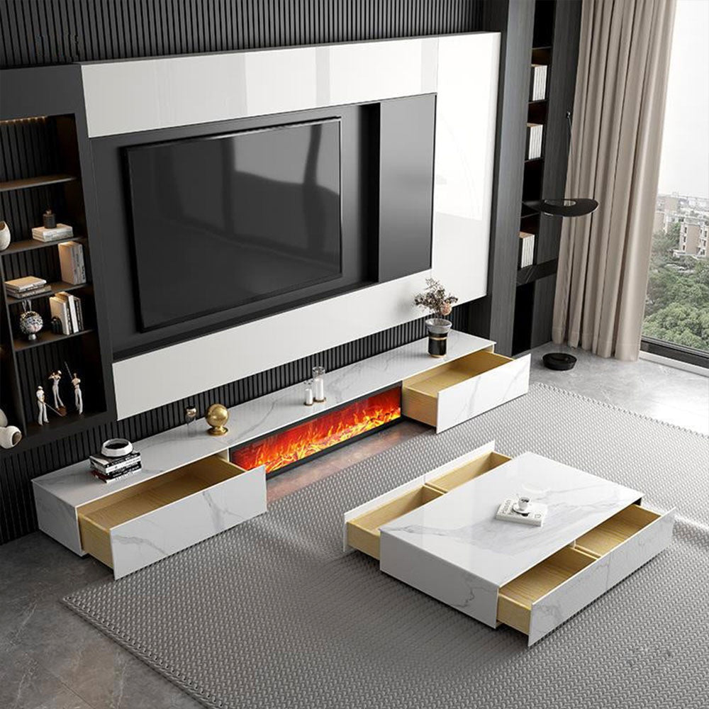 Masuta de cafea Flame din lemn masiv, alb ardezie, 130 cm x 70 cm x 25 cm, Homedit - Image 5
