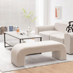 Banca premium Lamb Wood Boucle, alb, Homedit - Image 2