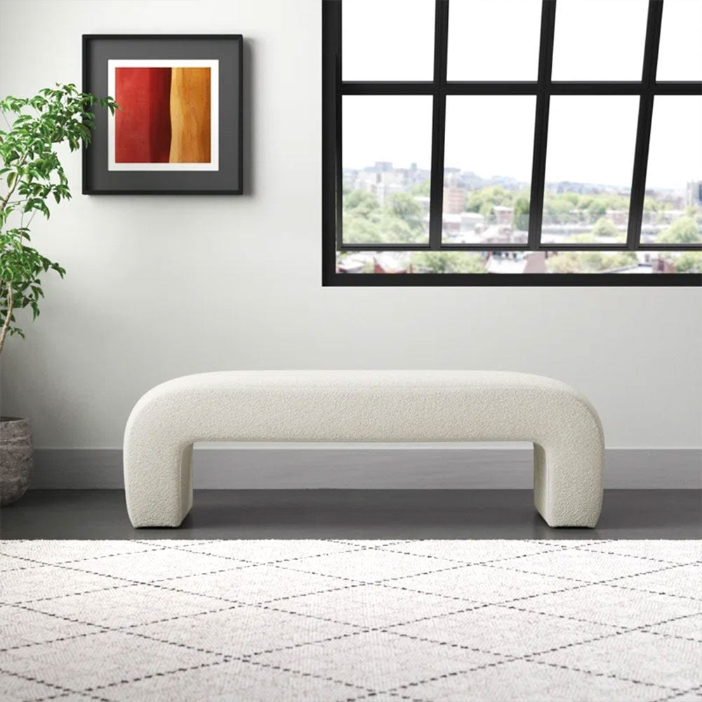 Banca premium Lamb Wood Boucle, alb, Homedit - Image 5