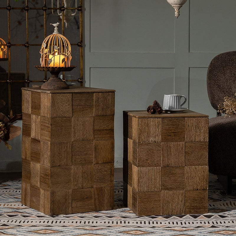 Masuta/ noptiera lemn masiv Squares, 50 cm x 36 cm, Homedit - Image 5