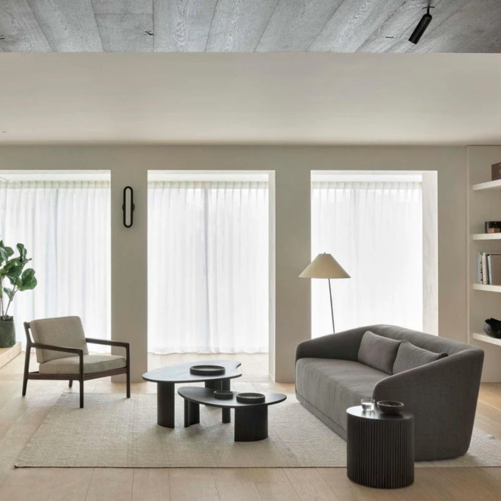 Masuta living rotunda lemn si ardezie Moss, negru, 40 x 40 x 45 cm, Homedit - Image 4